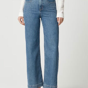 J Crew Factory - Embellished classic wide-leg jean in all-day stretch